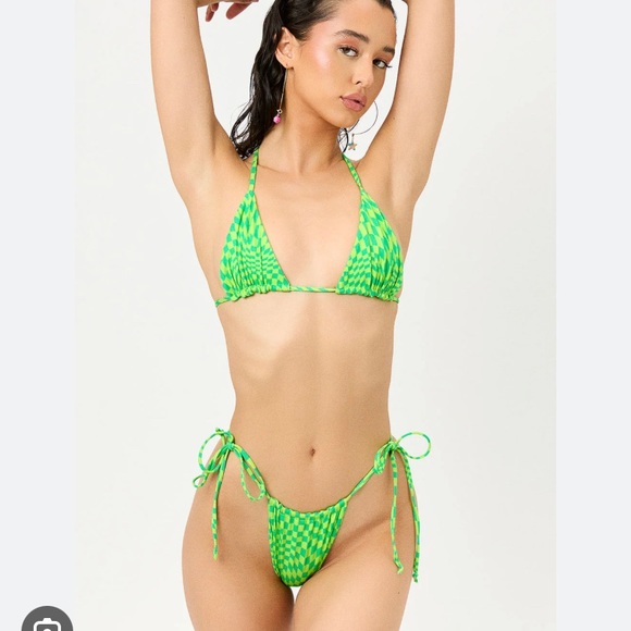 Frankie's Bikinis Other - Frankie’s Bikini Green Checkered Morrison String Bikini Bottom NWT Never Worn